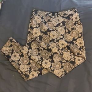 Ann Taylor Black and Gold Floral Dress Pants